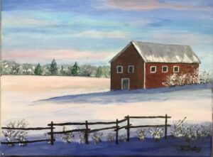 Winter Morning at the Red Barn